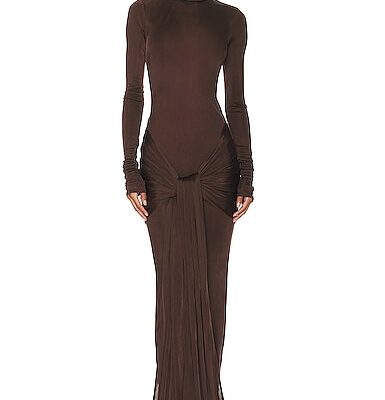 Helsa Slinky Jersey Sarong Maxi Dress