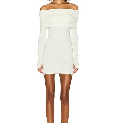 Helsa Matte Jersey Off Shoulder Mini Dress