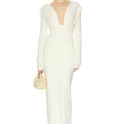 Helsa Jersey Deep V Maxi Dress