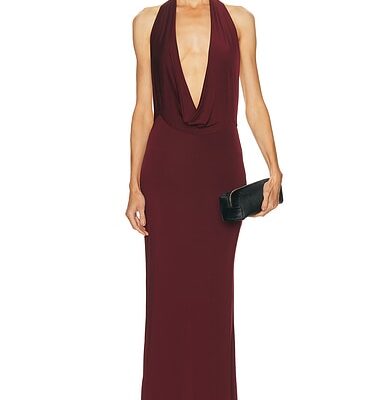 Lapointe Lightweight Jersey Deep Cowl Neck Gown