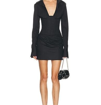 LaQuan Smith Long Sleeve Corset Mini Dress