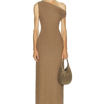 LESET Lauren Ruched Asymmetrical Shoulder Dress