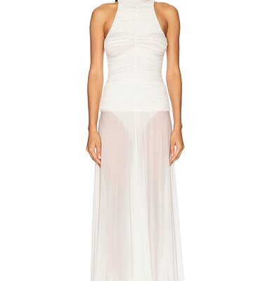 Magda Butrym High Neck Long Dress