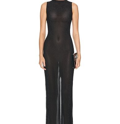 MONOT Crystal Net Sleeveless Maxi Dress