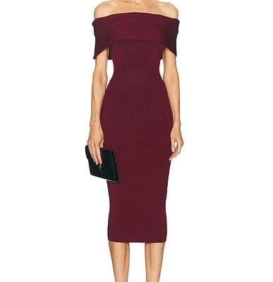 Mugler Off The Shoulder Midi Dress