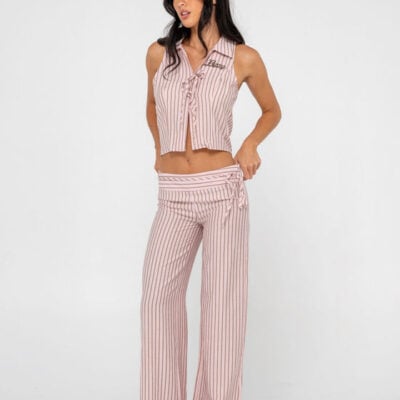Rusty Rhysand Stripe Tie Front Top