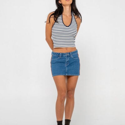 Rusty Flip Mommy Low Rise Mini Denim Skirt