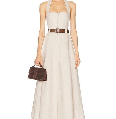 NICHOLAS Anastasia Utility Halter Neck Midi Dress