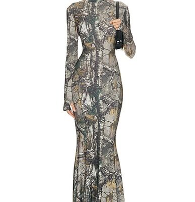 Norma Kamali Long Sleeve Turtle Fishneck Gown