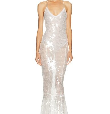 Norma Kamali Low Back Fara Slip Fishtail Gown