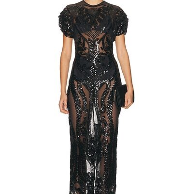 Norma Kamali Cap Sleeve Long Dress