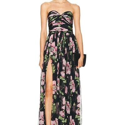 Oscar de la Renta Strapless Chiffon Gown