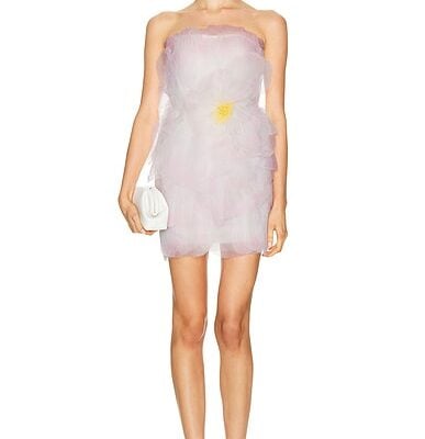 Oscar de la Renta Strapless Pleated Mini Dress