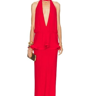 Rowen Rose Plunge Neck Long Dress