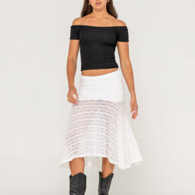 Rusty Athens Low Rise Lace Maxi Skirt