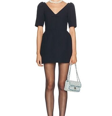 Shushu/Tong V Neck Bow Mid Sleeve Dress