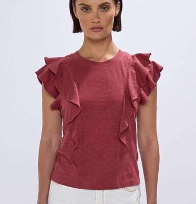 Marcs Violet Cotton Ruffle Top