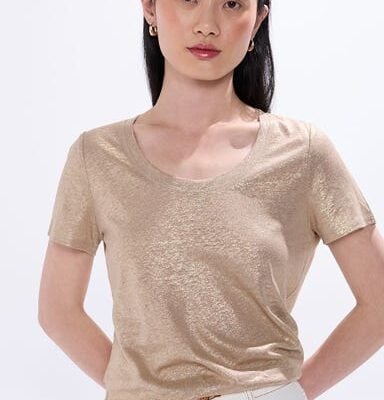 Marcs Bejeweled Foil Scoop Neck Tee