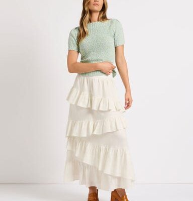 Marcs Mitski Tiered Linen Maxi Skirt