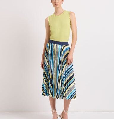 Marcs Stripe Season Pleat Midi Skirt