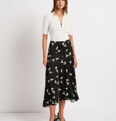 Marcs Bird Lines Midi Skirt