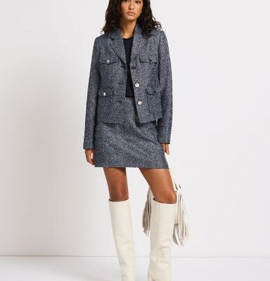 Marcs Hans Metallic Tweed Mini Skirt
