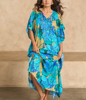 Blue Lagoon Embroidered Maxi Dress--SEAB-89