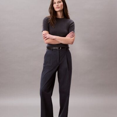 Cotton Stretch Pleated Chino Trouser