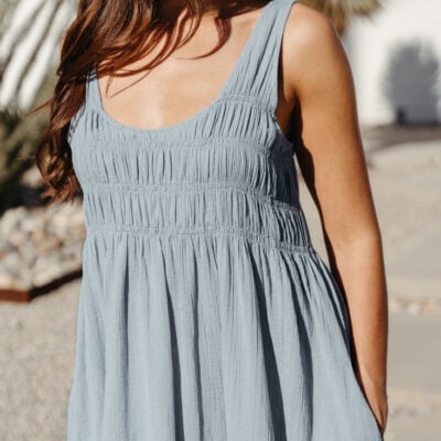 Del Monte Midi Cotton Dress Slate Blue