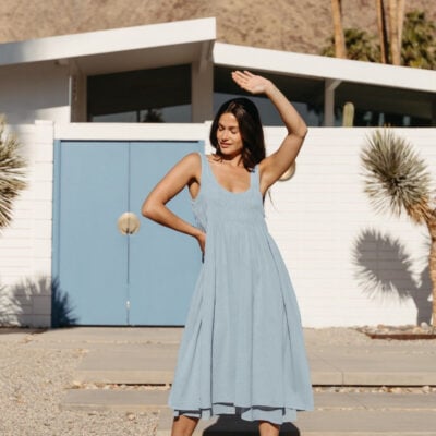 Del Monte Midi Cotton Dress Slate Blue