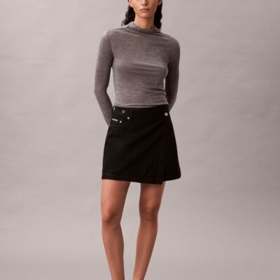 Denim Mini Wrap Skirt