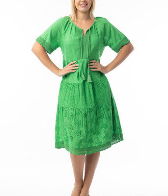 Essential Broderie Layers Cotton Dress--ORI-40038