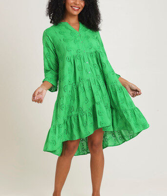 Essentials Frill Hem Broderie Cotton Dress--ORI-40239