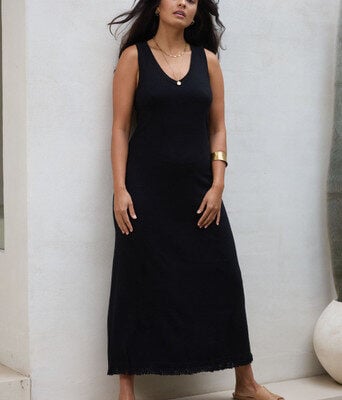 Feeling Mighty Fine Fringe Hem Knit Maxi Dress--BOHO-1994