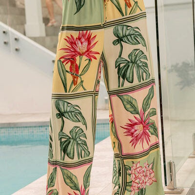 Floral Haze Pant in Yellow Multi Tile Print -