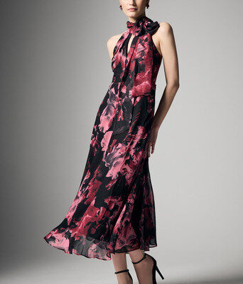 Imogen Merlot Floral Midi Dress--MON-APW25DR0011