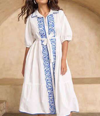 Ipanema Beach Cotton Embroidered Dress--SEAB-85