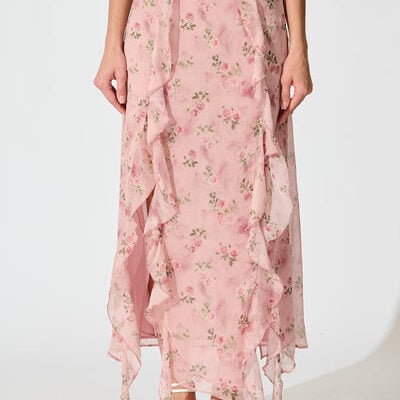 Island Muse Maxi Skirt in Pink Floral -