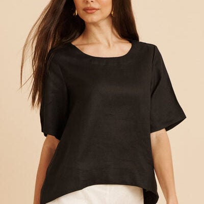 Island Soul Top in Black Linen -
