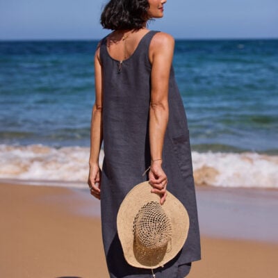 Laurel Linen Dress Charcoal