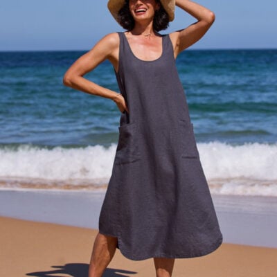 Laurel Linen Dress Charcoal