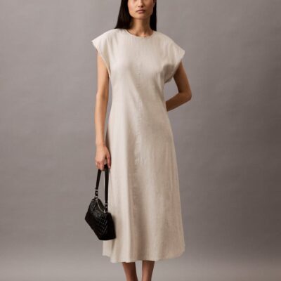 Linen Stretch Midi Dress