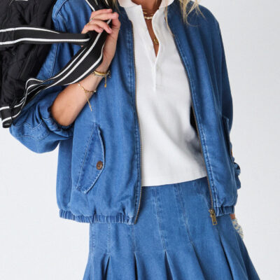 LYKKE JAIDA PLEATED SKIRT - DENIM [USW425022]
