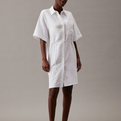 Relaxed Linen Blend Shirt Dress