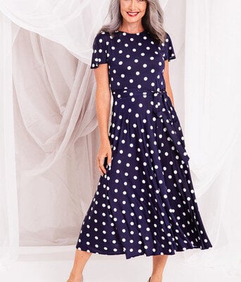 Reverse Wrap Midi Fluted Sleeve Dress--SAC-STRD50