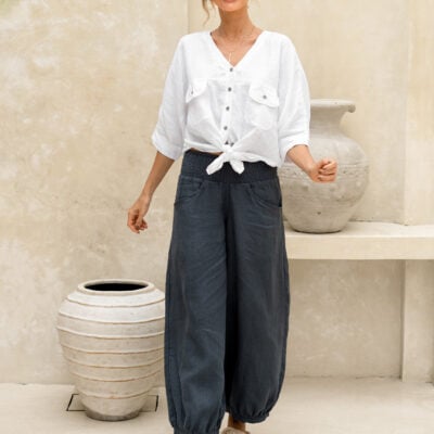 Sadhu French Linen Pants Charcoal