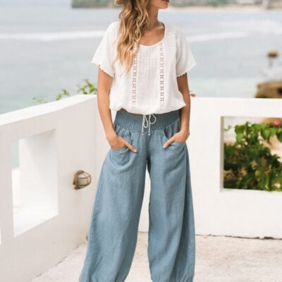 Sadhu French Linen Pants Tahiti Blue