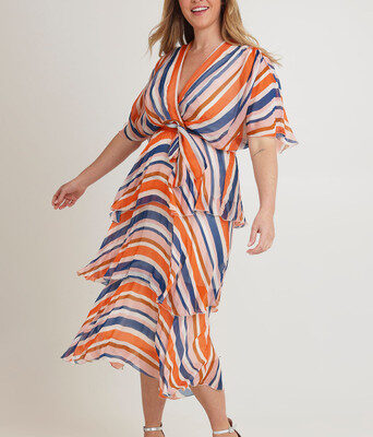 Short Sleeve Silk Print Dress--LST-D21-901-PRT