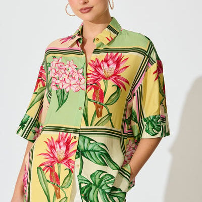 Sunriser Shirt in Yellow Multi Tile Print -