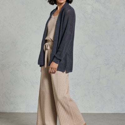 Tathra Organic Linen Knit Cardigan Charcoal